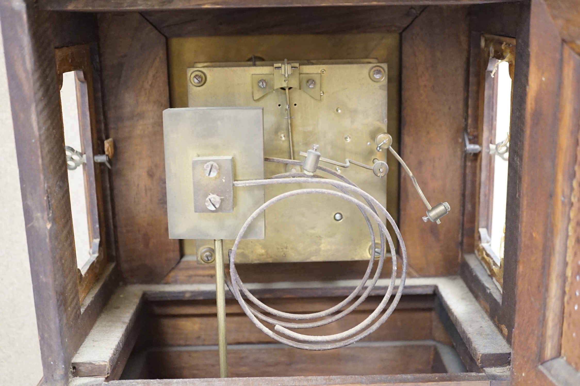 Three various late 19th century mantel clocks, tallest 50cm. Condition - fair. Not tested as working